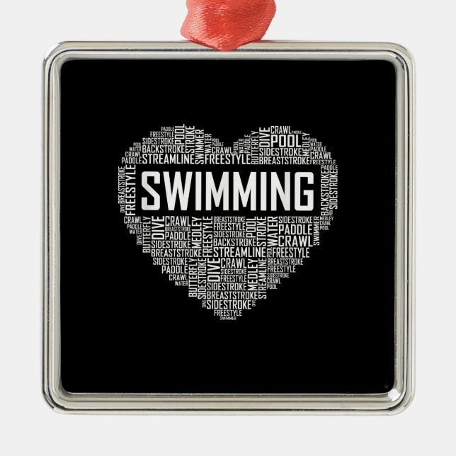 Adorno Metálico Swimming Heart Coach Swimmer Gift Swift Lover Rega (Frente)