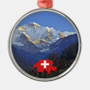 Adorno Metálico Swtzerland Jungfrau y bandera