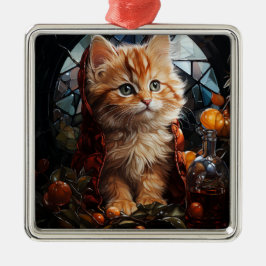 ADORNO METÁLICO TABBY KITTEN, NARANJA DE NAVIDADES DE VIDRIO PERMA