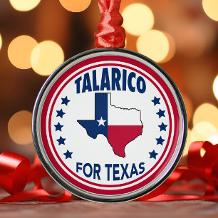 Adorno Metálico Talarico para Navidad Roja Blanca y Azul de Texas