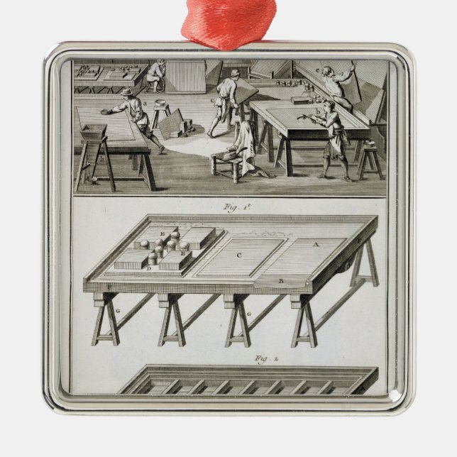 Adorno Metálico Taller y herramientas de un fabricante de espejos, (Frente)