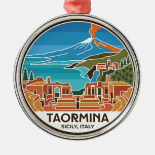 Adorno Metálico Taormina y Monte Etna Italia