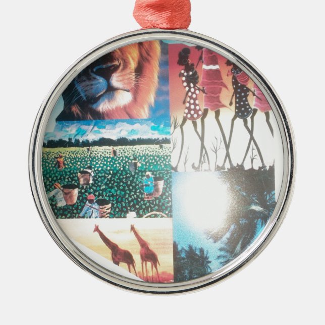 Adorno Metálico Tapiz keniano: Vida silvestre, cultura y playa cos (Frente)