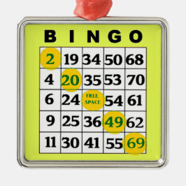 Adorno Metálico Tarjeta BINGO amarilla | Navidades de regalo de BI