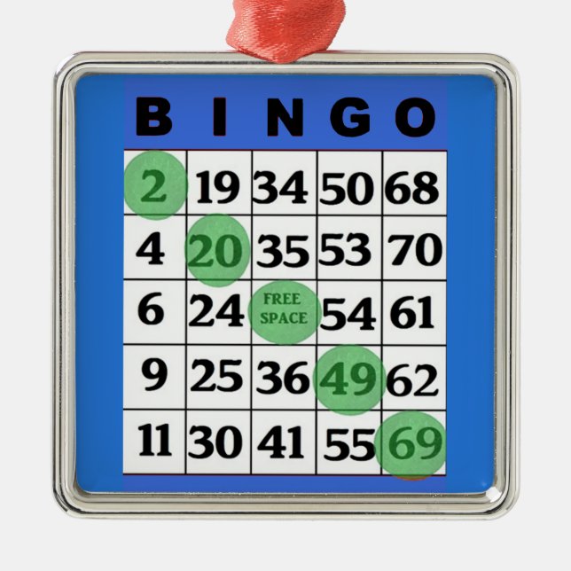 Adorno Metálico Tarjeta BINGO azul | Navidades de regalo de BINGO  (Frente)