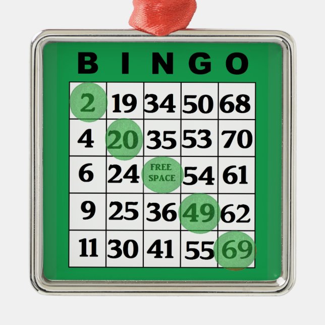 Adorno Metálico Tarjeta BINGO verde | Navidades de regalo de BINGO (Frente)