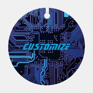 Adorno Metálico Tarjeta de circuito electrónico azul del Personali