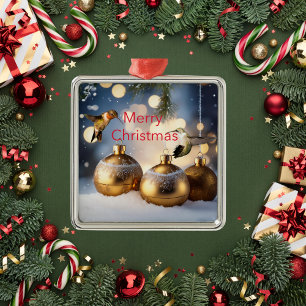 Adorno Metálico Tarjeta de Navidad de Colibrí