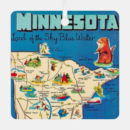 Adorno Metálico Tarjeta postal del antiguo mapa de Minnesota