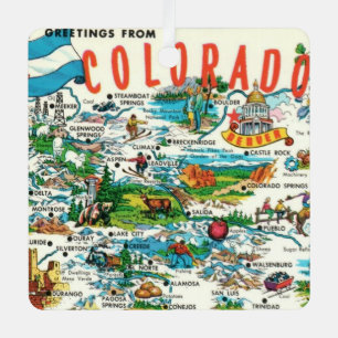 Adorno Metálico Tarjeta postal del mapa vintage de Colorado