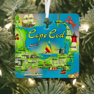 Adorno Metálico Tarjeta postal ilustrada de Cape Cod