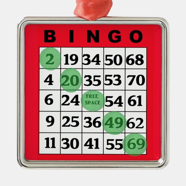 Adorno Metálico Tarjeta roja BINGO | Navidades de regalo de BINGO  (Frente)
