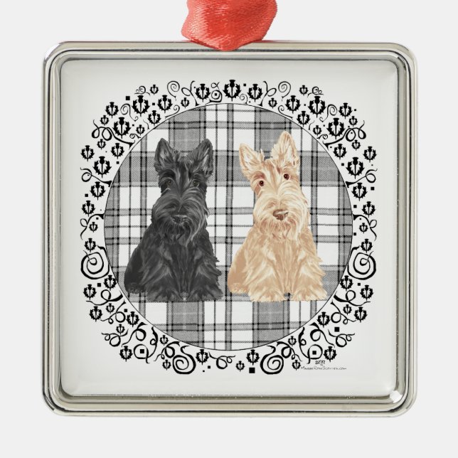 Adorno Metálico Tartán Scotties (Frente)