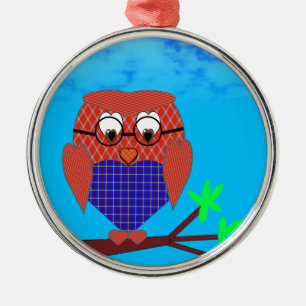 Adorno Metálico Tartán y búho cardíaco