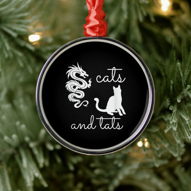 Adorno Metálico Tattoo Lover Regalos Gatos Y Tats Dragon Kitten (Árbol)