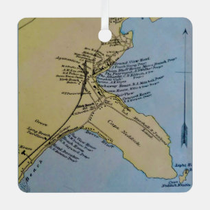 Adorno Metálico Taza con mapa vintage de Cape Neddick Maine