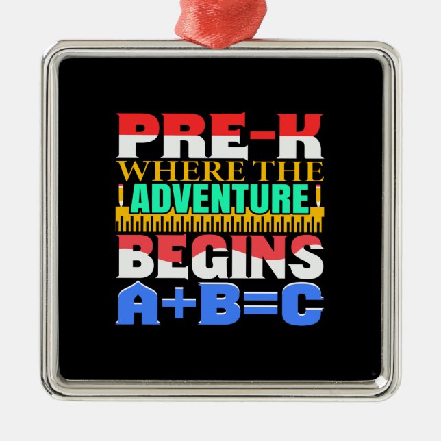 Adorno Metálico Teacher Pre K Where The Adventure Begins (Frente)