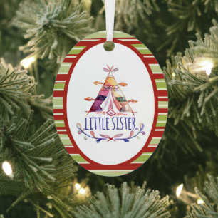 Adorno Metálico Teepee boho de acuarela Navidad hermanita