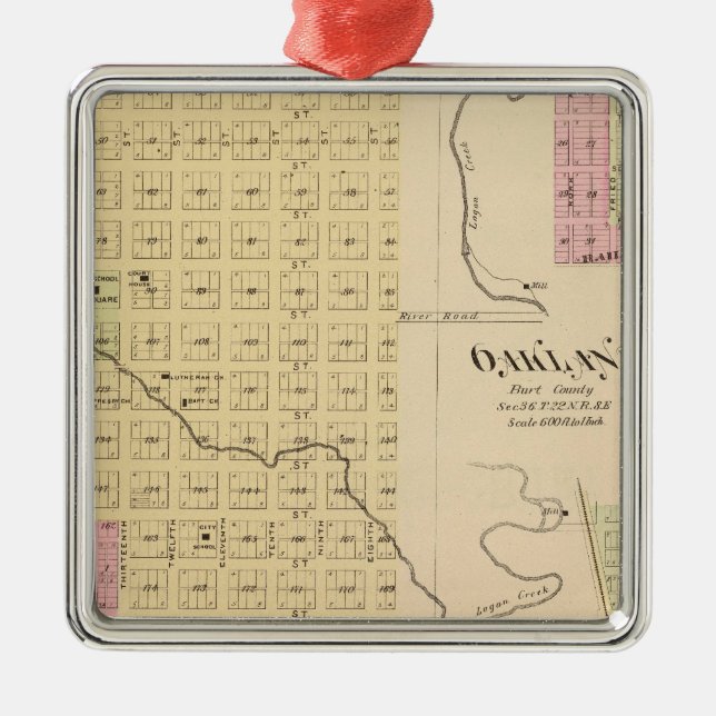 Adorno Metálico Tekamah, Oakland y Lyon, Nebraska (Frente)