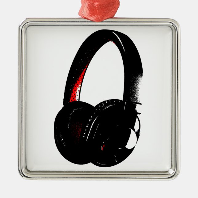 Adorno Metálico Teléfono de cabeza de arte pop para auriculares (Frente)