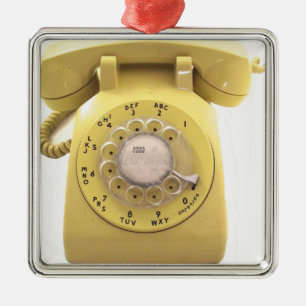 Adorno Metálico Teléfono rotatorio amarillo
