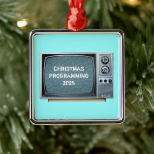 Adorno Metálico Televisión vintage con pantalla estática