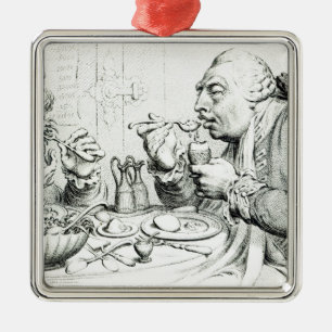 Adorno Metálico Templanza que disfruta de una comida frugal