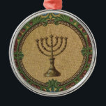 Adorno Metálico Templo antiguo Menorah<br><div class="desc">Una bella foto editada de este antiguo diseño: Templo Mosaico Menorah de la basílica de Notre-Dame de la Garde en Marsella,  Francia.  Cortesía de Robert Valette,  Wikimedia y OldBookArt.com.</div>