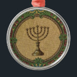 Adorno Metálico Templo antiguo Menorah<br><div class="desc">Una bella foto editada de este antiguo diseño: Templo Mosaico Menorah de la basílica de Notre-Dame de la Garde en Marsella,  Francia.  Cortesía de Robert Valette,  Wikimedia y OldBookArt.com.</div>