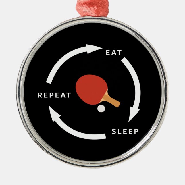 Adorno Metálico Tenis de mesa comiendo sueño Repito de fans del de (Frente)