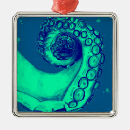 Adorno Metálico Tentáculo de pulpo verde azulado y náutico