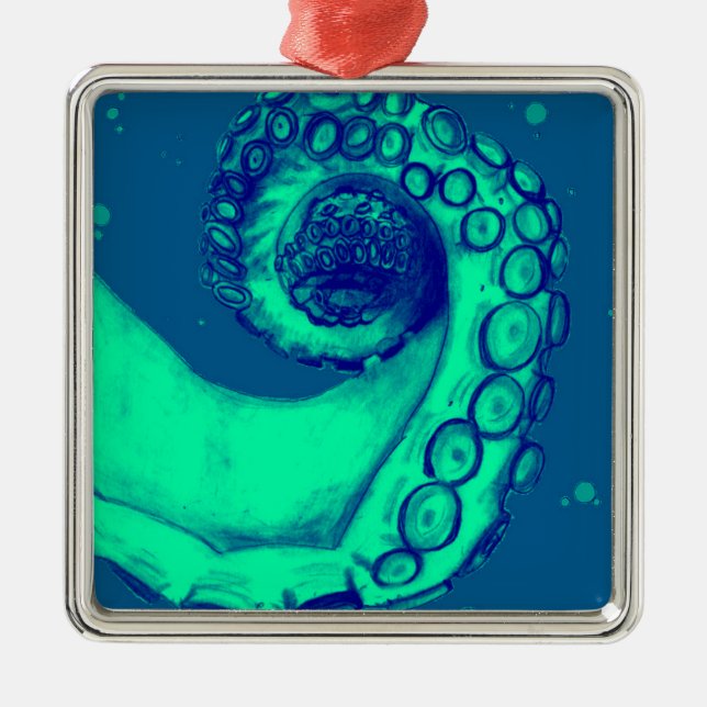 Adorno Metálico Tentáculo de pulpo verde azulado y náutico (Frente)