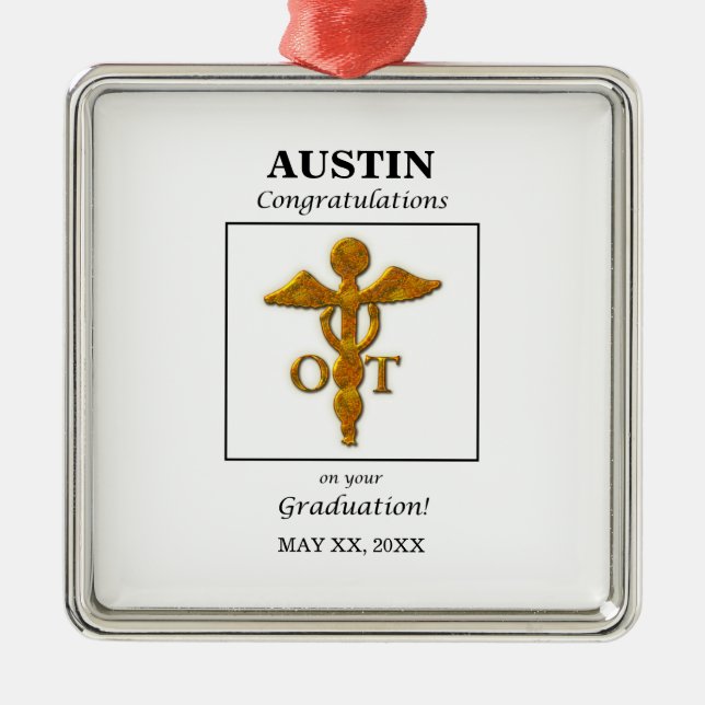 Adorno Metálico Terapia Ocupacional Graduación Oro Antiguo (Frente)