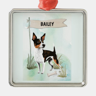 Adorno Metálico Terrier de Rata Acuarela Perro Personalizado