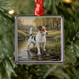 Adorno Metálico Terrier Jack Russell