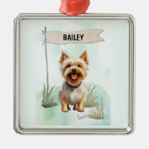 Terrier Sedoso Aquarela Perro Personalizado