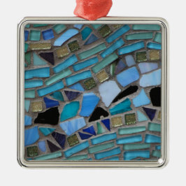 Adorno Metálico Teselas Mosaico de Azul y Verde