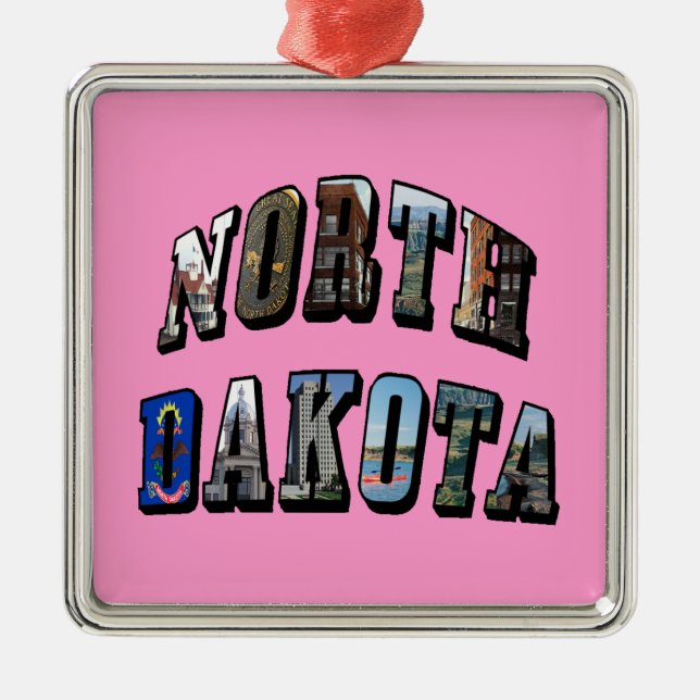 Adorno Metálico Texto de imagen de Dakota del Norte (Frente)