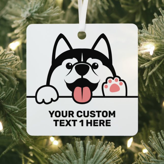Adorno Metálico Texto del personalizado del Husky Siberiano (in situ)