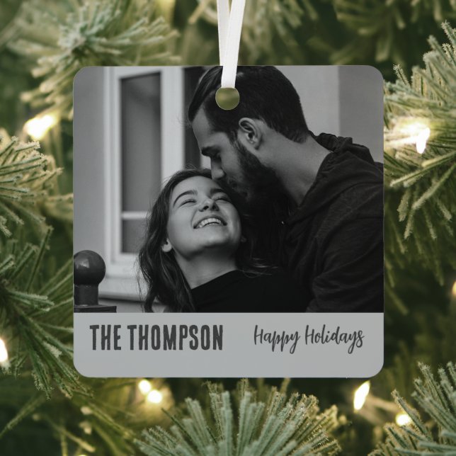 Adorno Metálico Texto elegante de la foto de la pareja de Merry y  (in situ)