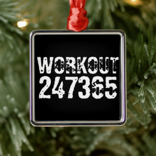Adorno Metálico Texto grabado y desgastado Workout 247365 white