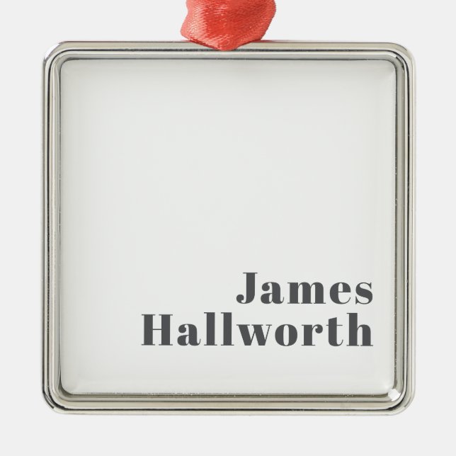 Adorno Metálico Texto moderno retro editable de estilo | Gris (Frente)