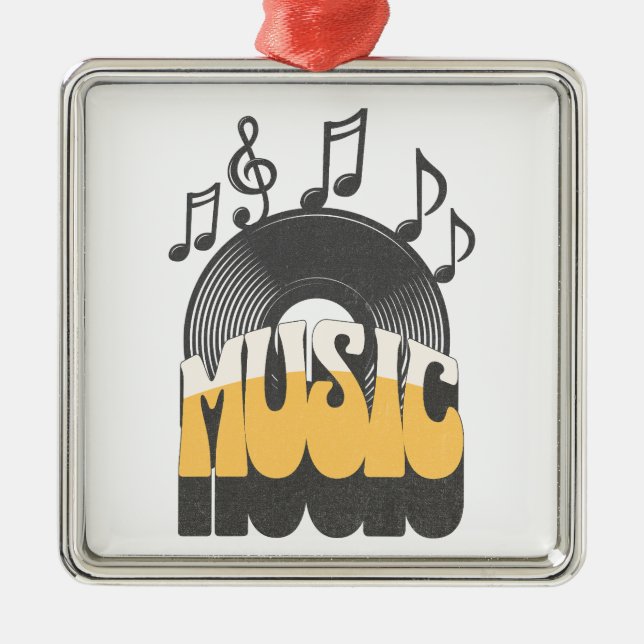 Adorno Metálico Texto musical con un disco de vinilo (Frente)