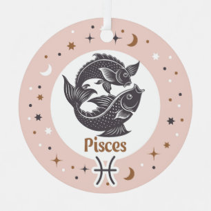 Adorno Metálico Texto personalizado signo zodiacal Piscis