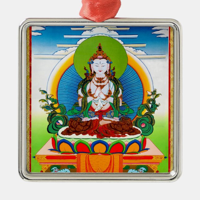 Adorno Metálico Thangka tibetano oriental fresco Buda Locani (Frente)