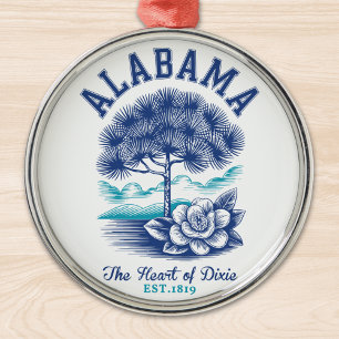 Adorno Metálico The Heart of Dixie – Alabama Camellia & Tree Graph
