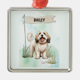 Adorno Metálico Tibetan Terrier Watercolor Personalized Dog