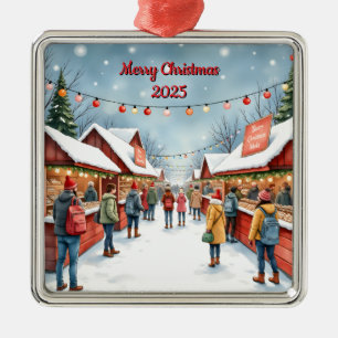 Adorno Metálico Tiendas personalizadas de pueblo de Navidad
