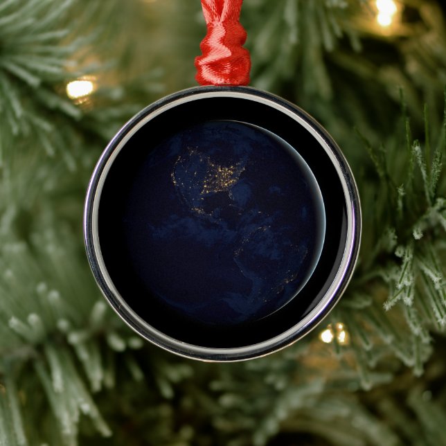 Adorno Metálico Tierra Completa De Noche Con Luces De Las Américas (Árbol)