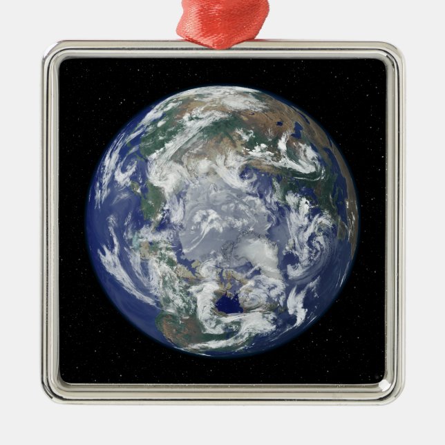 Adorno Metálico Tierra completamente iluminada centrada en el Polo (Frente)